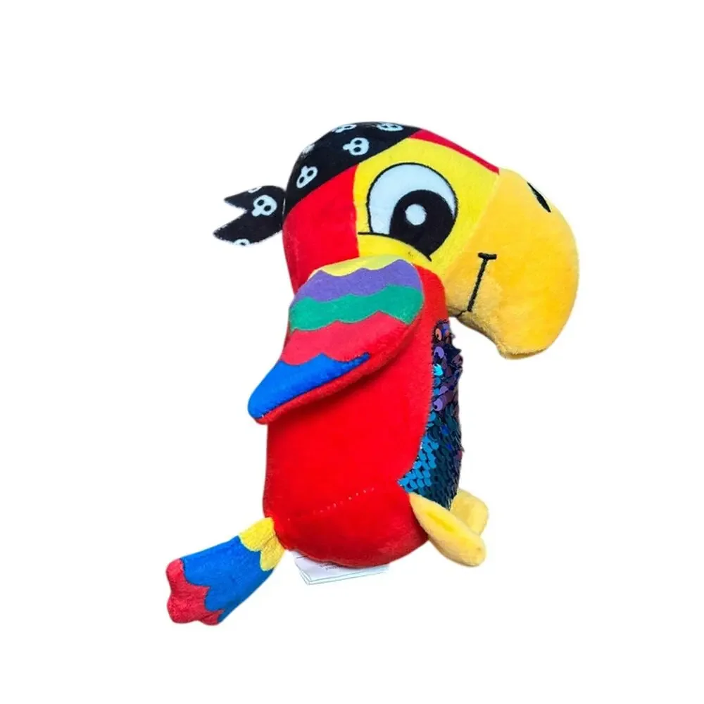 Nanco Blue Red Purple Reversible Flip Sequin Plush Pirate Parrot Bird